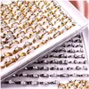 Anneaux de bande Mode 30pcs / lot en acier inoxydable cristal zircon anneau titane bande or sier style mixte hommes et femmes bijoux de mariage Dro Dhqbh