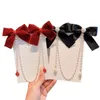 Hair Accessories Elegant Vintage Bow Pearl Tassel Chain Hairpin Girls Sweet Headband Side Clip Fashion Ribbon Barrettes