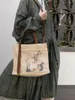 Schultaschen 1 Stück Chinesischer alter Stil Tote Umhängetasche Hanfu Satchel Leinwand Stickerei Große Kapazität Handtasche Reißverschluss Umhängetasche Geschenk