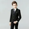 Spring Autumn Child Formal Black Navy Suit Set British Boy Dress Piano Wedding Party Costume Kids Blazer Vest Pants Clothes Set 231220