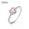 Zakol Romantic Rosa Pink Heart CZ Anelli di fidanzamento per donne Fashion AAA Cubic Zirconia Fede nuziali gioielli RP2327 231221