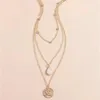 Collane a sospensione Boho Vintage Gold Color Chain Drop Opal Hollo Hollo Round Collana per femmina Fase Fashi