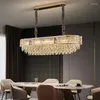 Lampadierini di lampadario da cucina design ovale moderno moderno lampade a sospensione di cristalli di lusso oro grande sala da pranzo lucentezza e14 a led luci