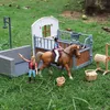 Oenux Zoo Farm House Model Action Figures Farmer Cow Hen Duck Poultry Animals Set Figurin Miniature Lovely Education Kids Toy 231220