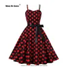 Casual Dresses 2023 Women Summer Polka Dot Print Robe Femme Sexy Party Vintage Dress Pin Up 50S 60s Rockabilly Retro White VD3317