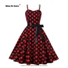 Robes décontractées 2023 Femmes Summer Polka Dot Imprimer Robe Femme Sexy Party Vintage Robe Pin Up 50S 60S Rockabilly Rétro Blanc VD3317