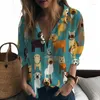 Женские блузки, весенняя женская рубашка с 3D принтом мультяшной собаки, модная красивая уличная одежда в стиле Харадзюку, повседневная одежда с длинными рукавами