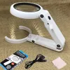 Hot 8 LED magnifying glass folding lamp handheld desktop reading repair multifunctional magnifying glass lupa con luz 231221