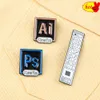 3 Style Creative Software Enamel Pin Ps Ai i Love You Brooches Programmer Coat Lapel Pin Badges Decoration Jewelry Gift Friend