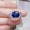 Cluster anneaux luxury man topaz anneau 10 mm 12 mm 5ct Natural London Blue Silver pour 3 couches 18k Placage en or Pas de décoloration