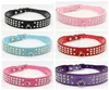 Personlig längd Suede Skin Juvelerade Rhinestones Pet Dog Collar Tre rader Sparkly Crystal Diamonds Studded Puppy Dog Collar2270956