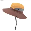 Breitkrochhelme Bucket Hats Damenfaltbarer Sonnenhut mit verstellbarem Schnittweite Breitkremp Beach -Kappe mit Pferdeschwanzloch zum Angeln im Freien231221