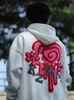 Love puzzle towel embroidered hoodies American hip hop sweatshirts casual baggy long sleeves trendy niche versatile tops men 231221