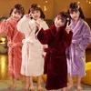 Mudipanda Winter Kids Sleepwear Robe Flannel for Girls 2〜14歳のティーンエイジャーの子供パジャマ231221