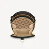 M44699 Mini Petite Boite Chapeau Round Crossbody Bag com cinta de couro ajustável original Cowhidw Trim lonvas Messenger bolsa de ombro de embreagem M68276