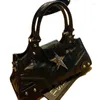 Evening Bags Y2k Black Women Handbag Vintage Large Capacity Pu Leather Goth Punk Shoulder Bag American Style Fashion Female Underarm