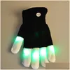 Outdoor Games Activiteiten 7 Modi Kleur Veranderende flitsen LED Glove voor concertfeest Halloween Christma -vingers flitsende gloeiende Fin Dhmil