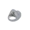 Anelli di fascia anello a forma di cuore Fl Baguette bianca pavimentata CZ ghiacciata Bling Square Cubic Zircon Fashi