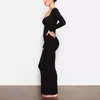 Skims Kardashian's Same Autumn Pure Lust Spicy Girl Appears Тонкая юбка-платье с длинными рукавами и длинными рукавами с большим воротником 231220