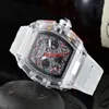 2021 männliche Uhr Männer freizeit Quarz Uhren Transparent Zifferblatt Farbe Gummi Strap Kleine Zeiger Arbeits Watch276L