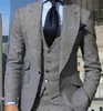 格子縞の男性スーツウェディング3ピースハウンドトゥースチェッカー新郎タキシードの男性ファッション服セットジャケットベストパンツ231220