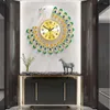 Relógios de parede 35 cm European 3d Pavão relógio silencioso bateria movido a sala de estar em casa do escritório decorativo
