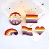 3-6pcs LGBT قوس قزح مينا دبابيس القلب المعدنية شكل القلب الفخر شارات بروش مثليون