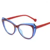 Zonnebrilmonturen Patchwork Kleur Bril Cat Eye-vorm TR90 Materiaal Damesbrilmontuur Blauw licht Blokkerend Transparant Vrouw
