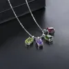 Pendants BOEYCJR 925 Silver Long Cushion 6x8mm Natural Colorful Gemstone Garnet Amethyst Diopside Peridot Pendant Necklace For Women