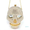 Designer- Black handmade Skull crystal women evening bags diamond ladies handbags party Clutch purse322t