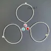 Bangle Armband T 925 Sterling Silver Drop Lime Rivet Heart 4mm Round Bead Armband Tee Love Emamel Crowd Loe7