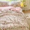 Bedding Sets Home Textile Pastoral Small Floral Single Summer Quilt Four-piece Princess Lace Simple Dormitory Sheet