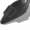 Sandálias famosas Maysale bombas de 50 mm Carvão de camurça preta gatinho salto mules Itália luxuosa slingback pontual dos dedos dos dedos de bancos de bancos de saltos altos da sandália