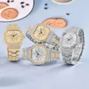 Men's Hiphop Full Diamond Square Rhinestone Hip-hop Flash Black Fashion Super Flow Calendar Quartz Watch