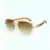 2022 Designers Lunettes de soleil 3524023 COUPES LENS Temples en bois orange naturels Taille 58-18-135 mm3114