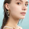 Söt tecknad sjöjungfru Crystal Fishtail Pearl Eartropörhängen för kvinnors öronstänger med lång hänge 2112313185