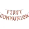 1set First Holy Communion Gold Balloons Bunting Banner Religious 1st Confirmation Christening Wall Decoration Po Props Ballon L167C