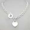 Sterling Silver 925 Classic Fashion Heart Tag Pendant Ladies Necklace Jewelry Holiday Gift 210929239a