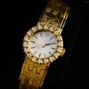 Armbanduhr 2024 Luxus Mini Dial Woman Watch Messing Retro Vintage Jewelry Antike hochwertige Modedamen 24K Gold Quarz Uhren Marke