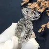 Anello vintage con diamanti da laboratorio da 10 ct Anello in argento sterling 925 con fedi nuziali di fidanzamento Anelli per le donne Gioielli da sposa con dita175Z