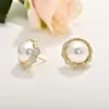 Boucles d'oreilles à tige, Version coréenne, petite fleur ronde Turquoise, aiguille en argent 925, couronne de perles Antique et élégante