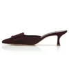 Famous Women Sandals MAYSALE 50 mm Pumps Beige Burgundy Black Suede Kitten Heel Mules Italy Trendy Slingback Pointed Toe Designer Summer Sandal High Heels Box EU 35-43