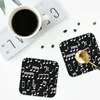 Placemats Witte Muzieknoten Op Zwarte Achtergrond Onderzetters Keuken Placemats Isolatie Kopje Koffie Thuis Servies Pads Set Van 4