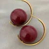 Stud Earrings French Luxury Burgundy Pearl Niche C-shaped For Women Simple Temperament Retro 2023 Jewelry Accessories