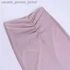 Tweedelige jurk Nieuwe roze pailljesjurkset Lange Sleed Gedekte schoudergewassen Korte top en massieve kleur geplooide rok met een stijlvolle heuprokset L231221
