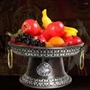 装飾的な置物チベットの合金フルーツ料理エンボス縁石の大きさの古代赤皿タントリック25cmトレイデスクトップホーム祭壇