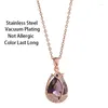 Pendant Necklaces Temperament Light Luxury Purple Crystal Tulips For Women Fashion Korean Stainless Steel Clavicle Chain Jewelry