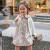 Vestidos para meninas meninas vestido de princesa floral primavera e outono gola boneca infantil manga comprida estampa doce WTA18