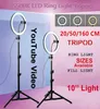 10インチLEDリングリングライト調光式セルフィーランプYouTubeメイク用のセルフィーリングライトのための三脚ポグラフィーカメラ付き携帯電話ライトlight6765895