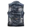 Moda jean cistascoat motocicleta colete de jeans vintage casual casual Men039s esbelto de jaqueta sem mangas de bolso de bolso manga m6xl6185711